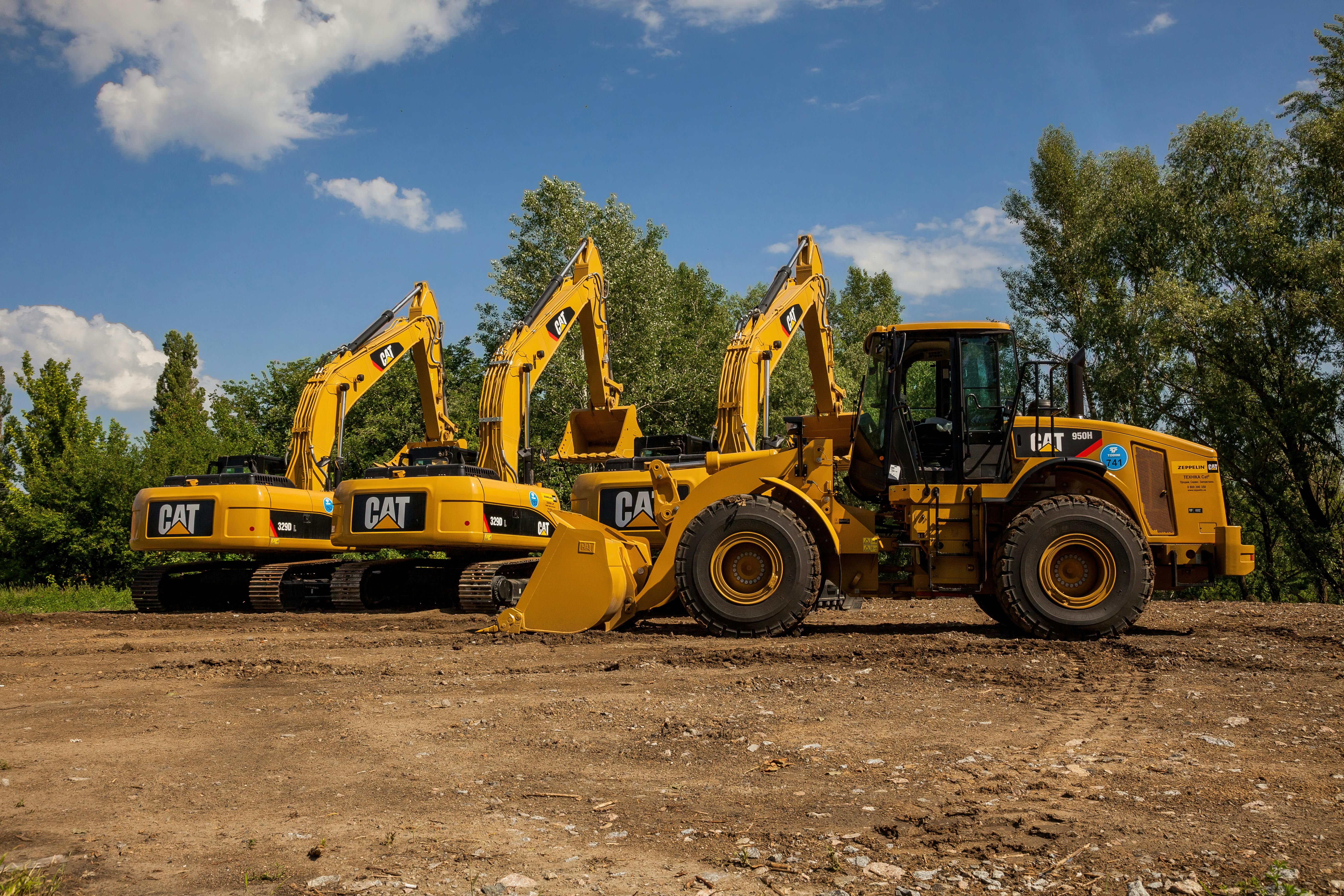 Earthmoving machinery working on a construction site