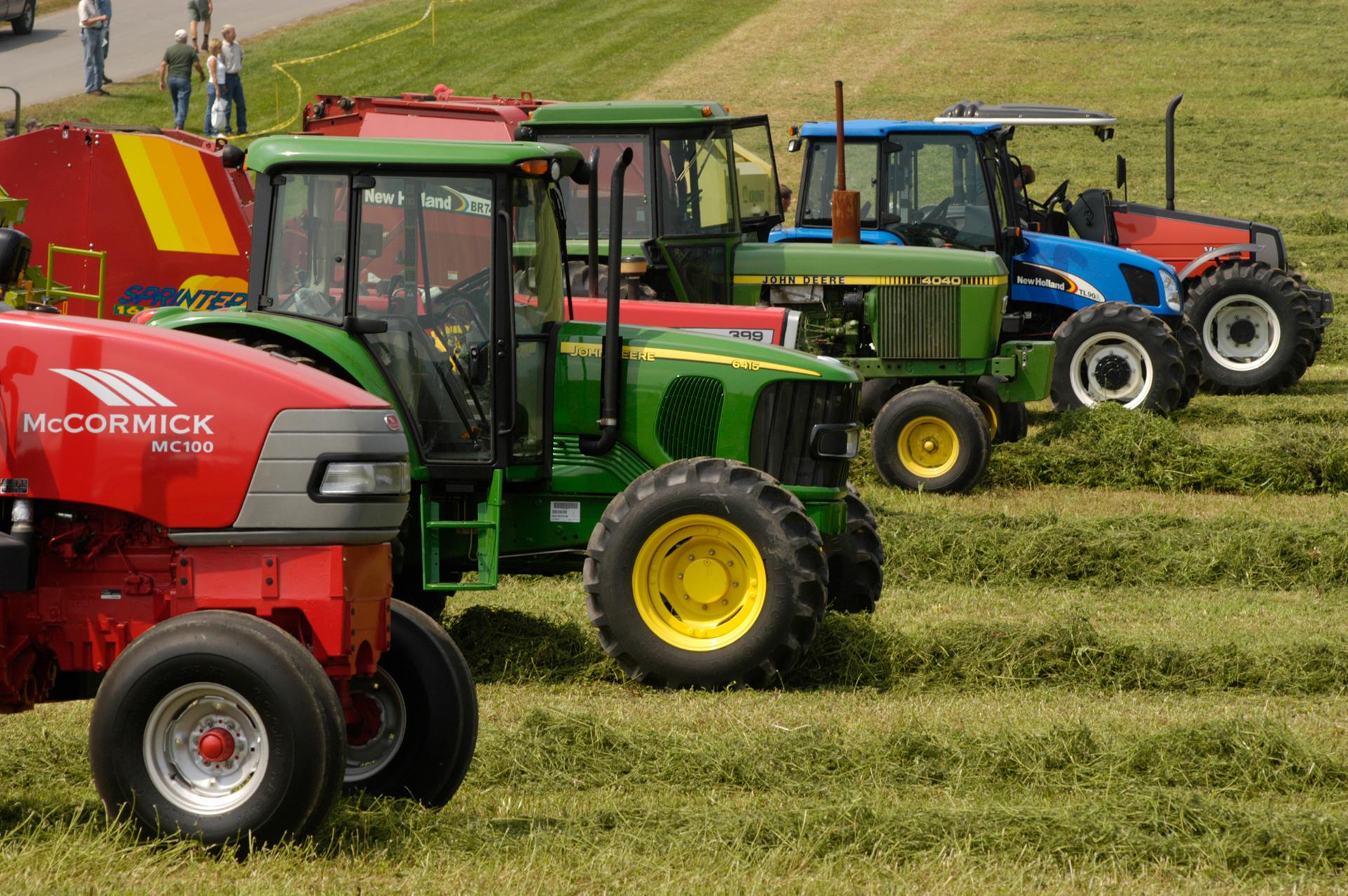 Agricultural tractor in the field