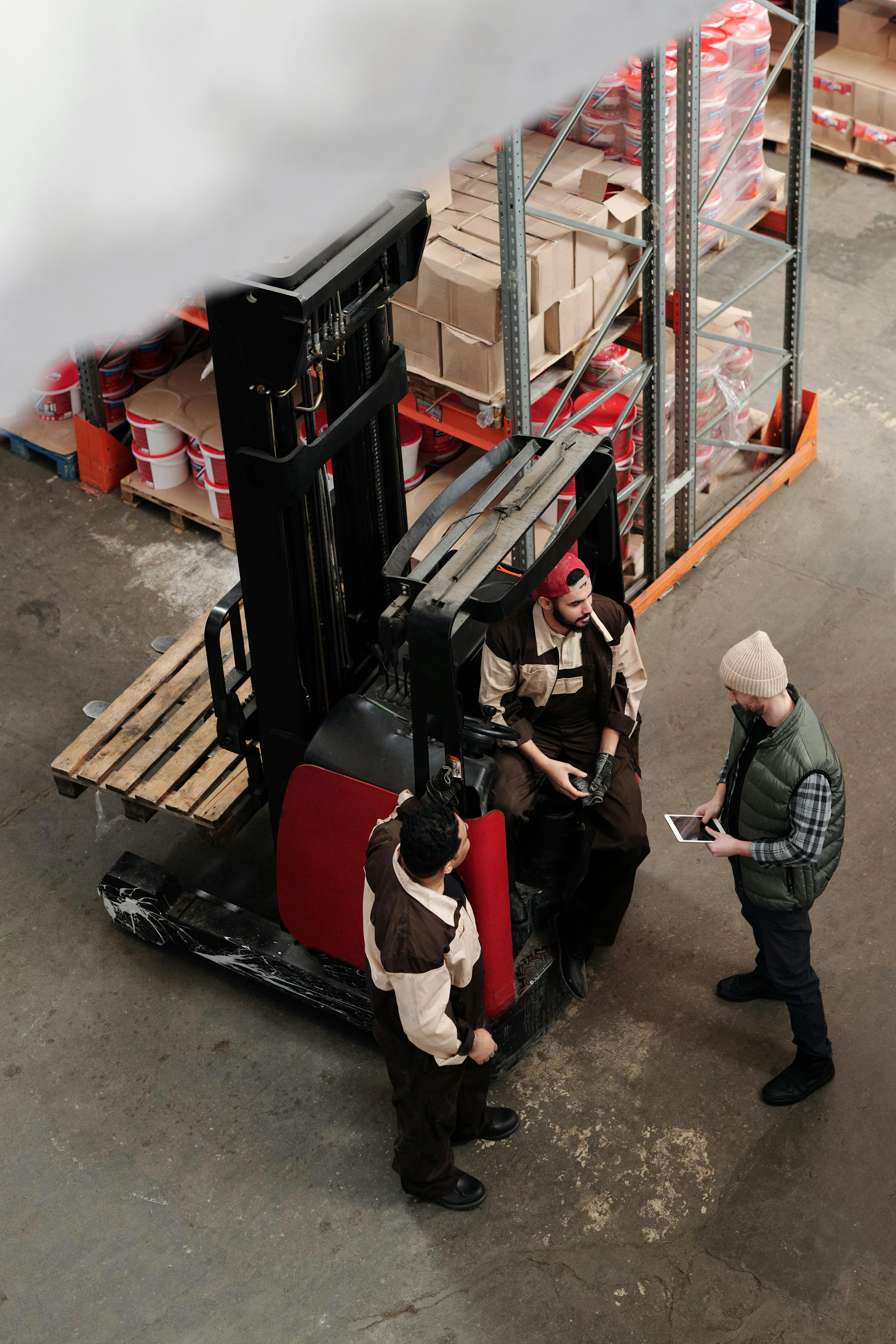 Warehouse storage aisles and materials handling area